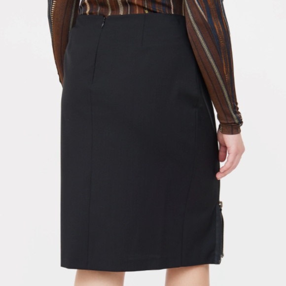 Jean Paul Gaultier | Wool Skirt with Zipped Silk Panels NWOT | Size 6 - Picture 4 of 4